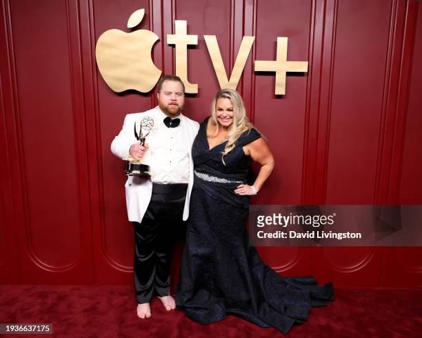 Paul Walter Hauser and Amy Hauser attends Apple TV +'s Primetime Emmy Party at Mother Wolf on January 15, 2024 in Los Angeles, California.