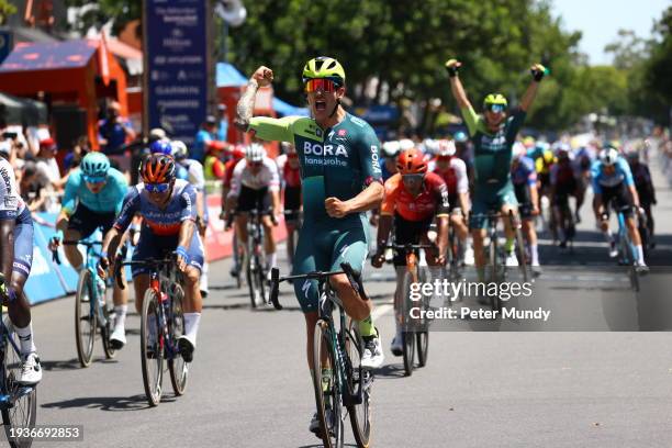 Sam Welsford of Australia and Bora-Hansgrohe team wins the 24th Santos Tour Down Under Ziptrak Men's Stage 1 from Tanunda to Tanunda on January 16,...