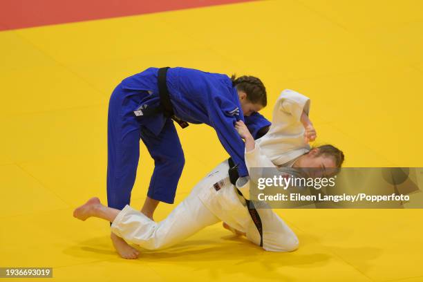 Hannah Niven and Jocelyn Callaghan competing in the quarter-final of the -52kg category during the Senior British Judo Championships at the English...