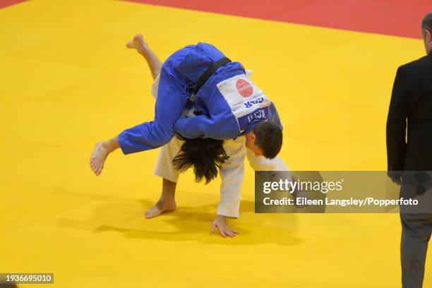 Adam Adanam and Daniel Pacitti competing in the quarter-final of the -81kg category during the Senior British Judo Championships at the English...