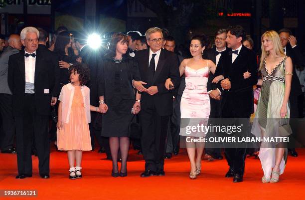 Italian director Marco Bellocchio arrives with actors Sergio Castellitto , Chiara Conti and Jacqueline Lustig , and his grand-daughter Helena 17 May...