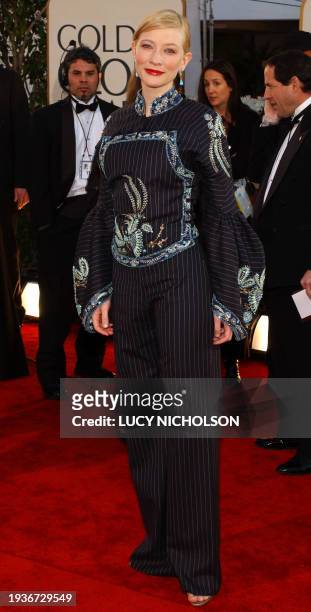 Australian actress Cate Blanchett arrives at the 59th Annual Golden Globe Awards in Beverly Hills 20 January 2002. She is nominated for Best...