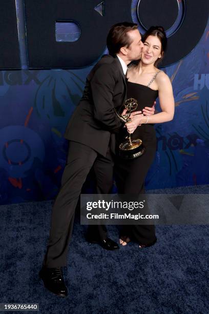 Kieran Culkin and Jazz Charton attend the HBO & Max Post Emmys Reception at San Vicente Bungalows on January 15, 2024 in West Hollywood, California.