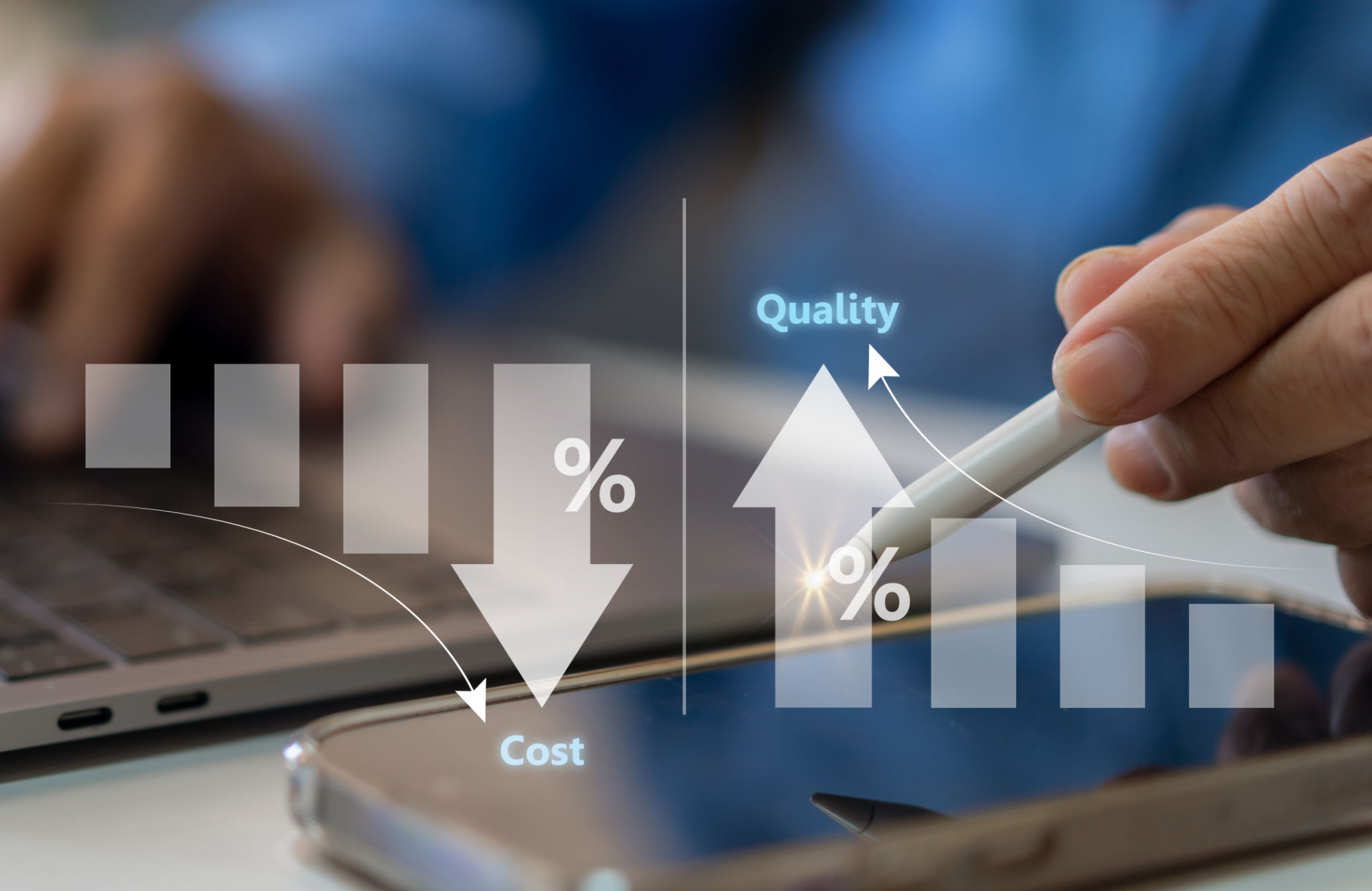 Human with control quality and cost optimization, price and value, product and services to improve customer, business project management strategy, business, budget cost, marketing.management quality Human with control quality and cost optimization, price and value, product and services to improve customer, business project management strategy, business, budget cost, marketing.management quality