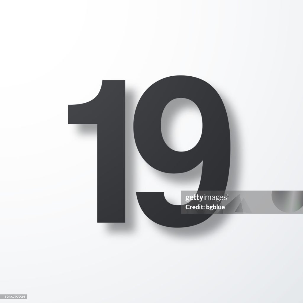 19 Number Nineteen Icon With Shadow On White Background High Res Vector 19 Number Nineteen Icon With Shadow On White Background High Res Vector