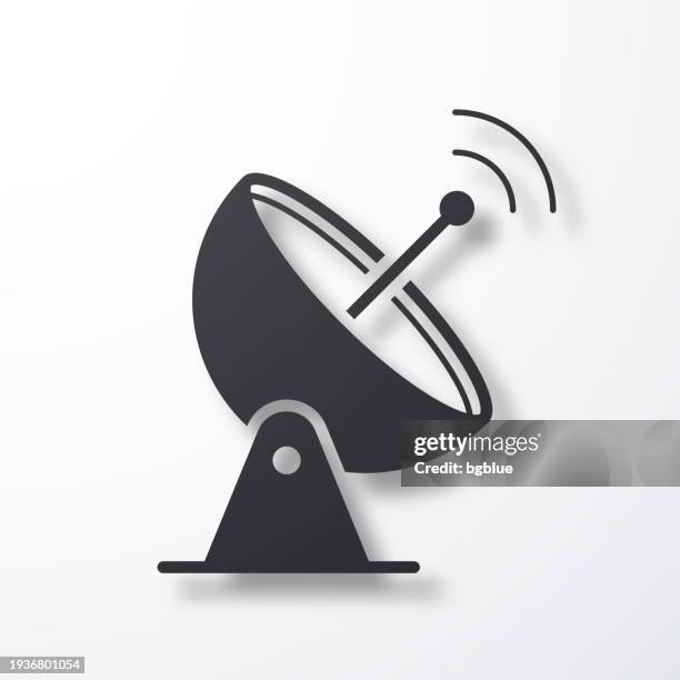 satellite dish. icon with shadow on white background - observatory stock illustrations
