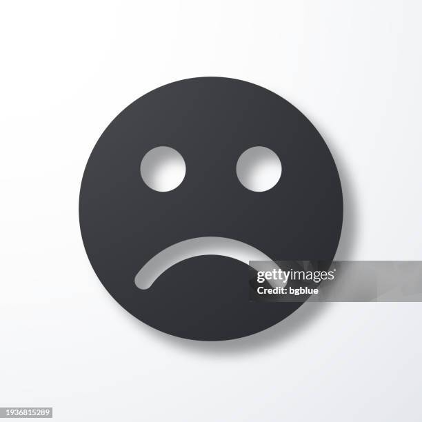 sad face emoji. icon with shadow on white background - frowning stock illustrations