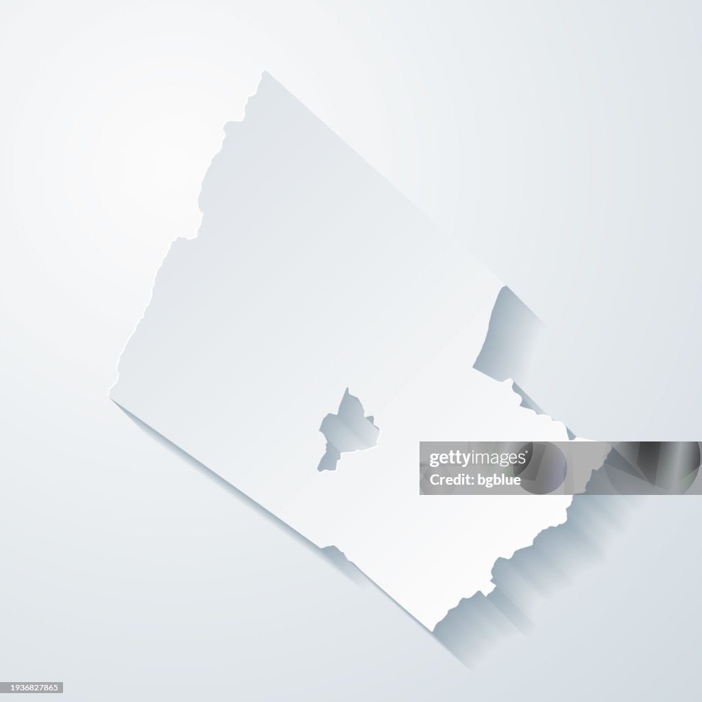 Rockingham County, Virginia. Karte mit Scherenschnitt-Effekt auf leerem Hintergrund