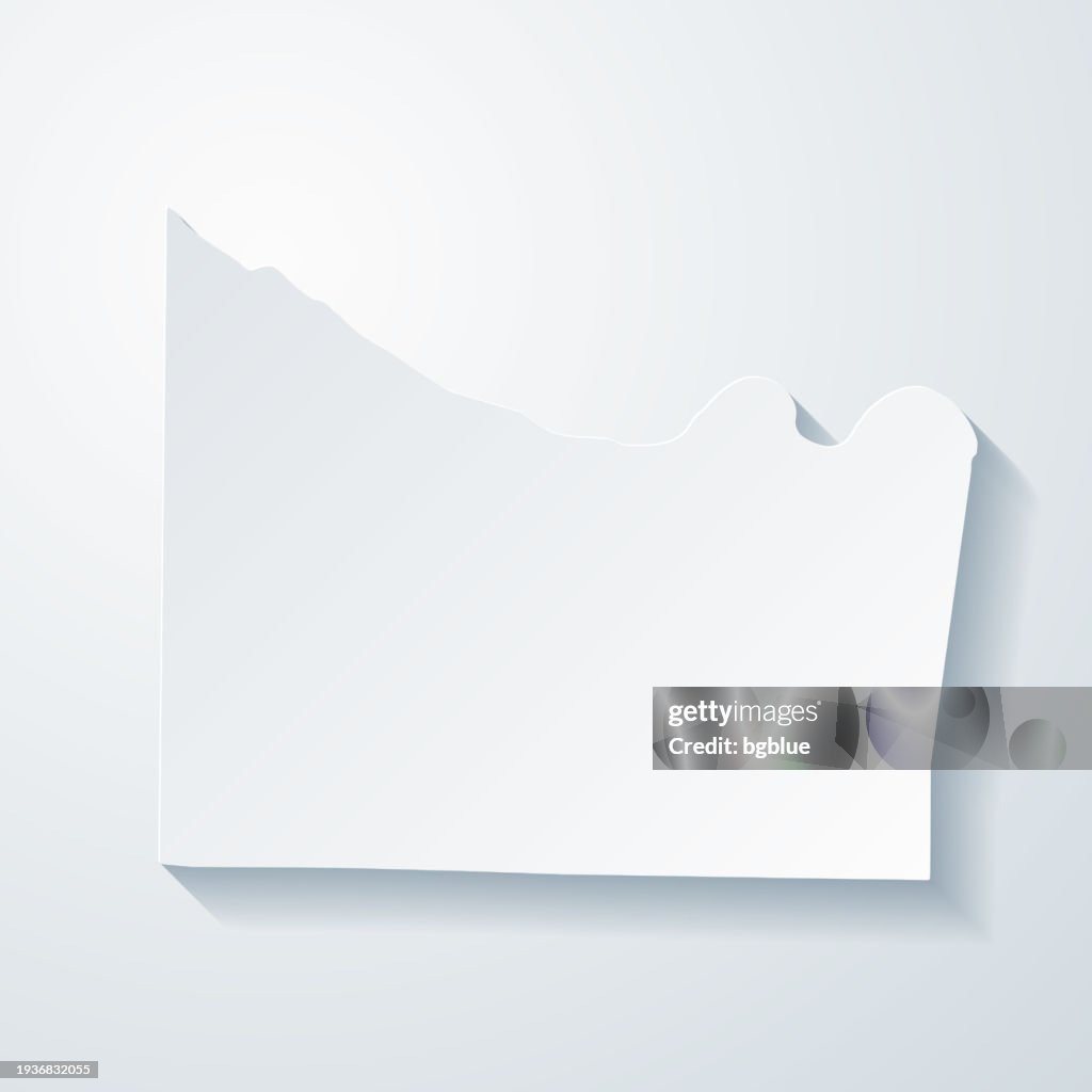 Morgan County, Alabama. Map with paper cut effect on blank background