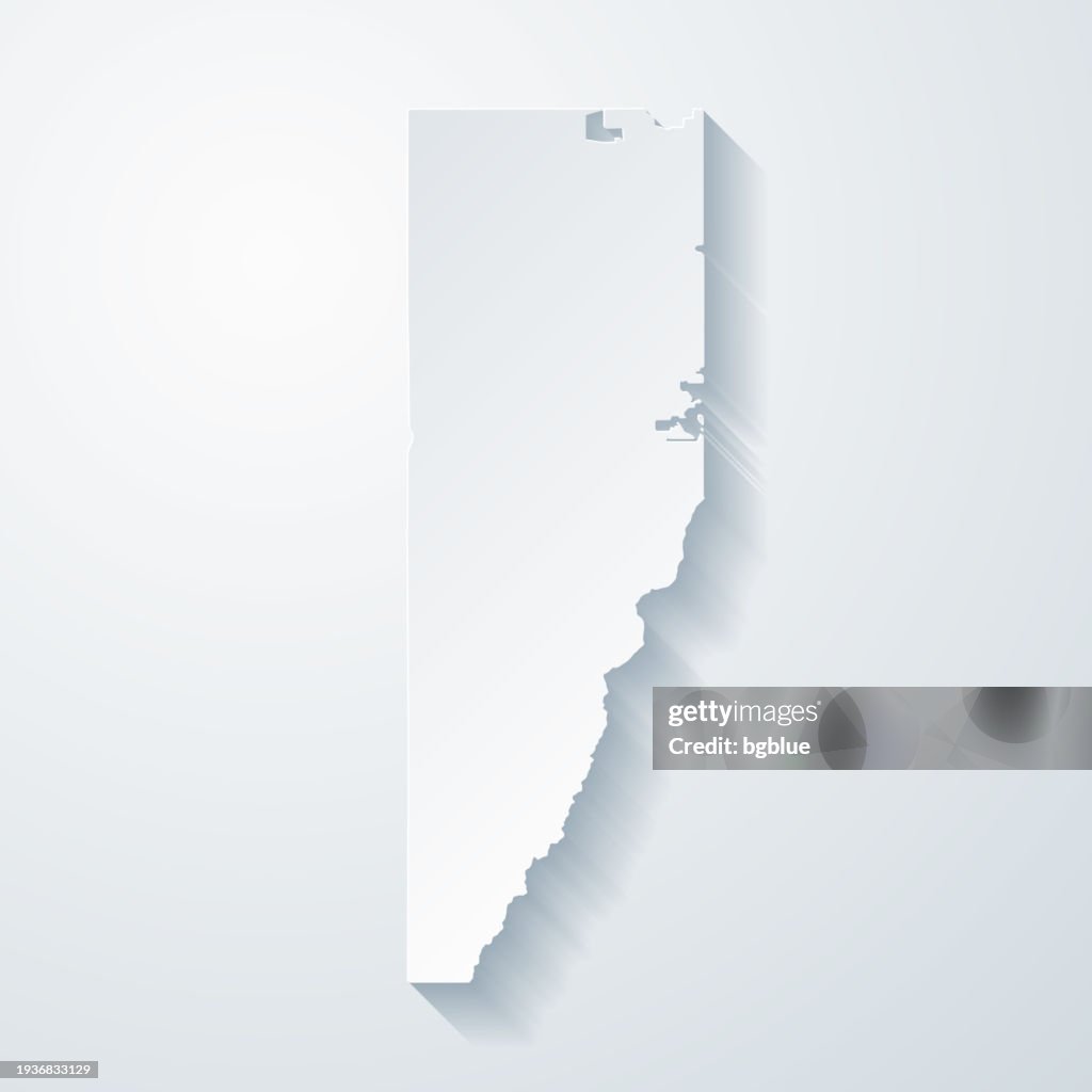 Jefferson County, Colorado. Map with paper cut effect on blank background