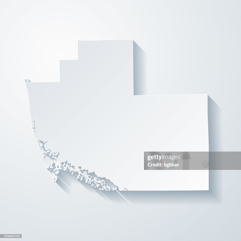 Collier County, Florida. Map with paper cut effect on blank background