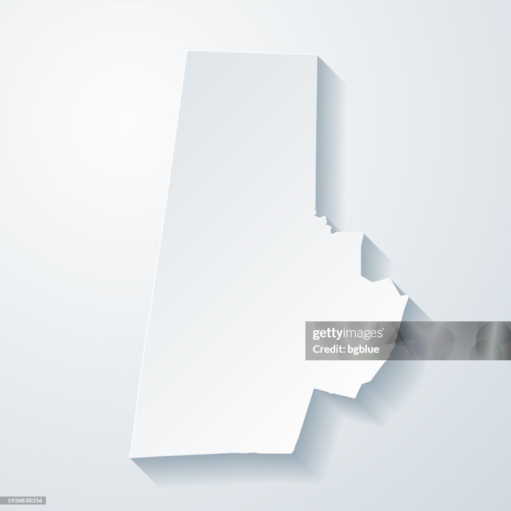 Durham County, North Carolina. Map with paper cut effect on blank background