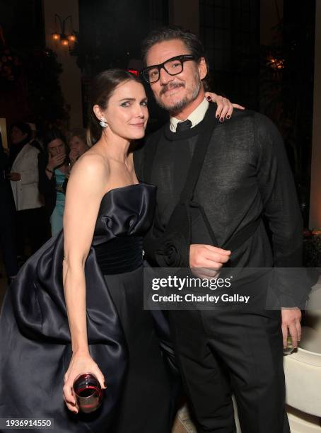 Keri Russell and Pedro Pascal attend the 2024 Netflix Primetime Emmys after party on January 15, 2024 in Los Angeles, California.