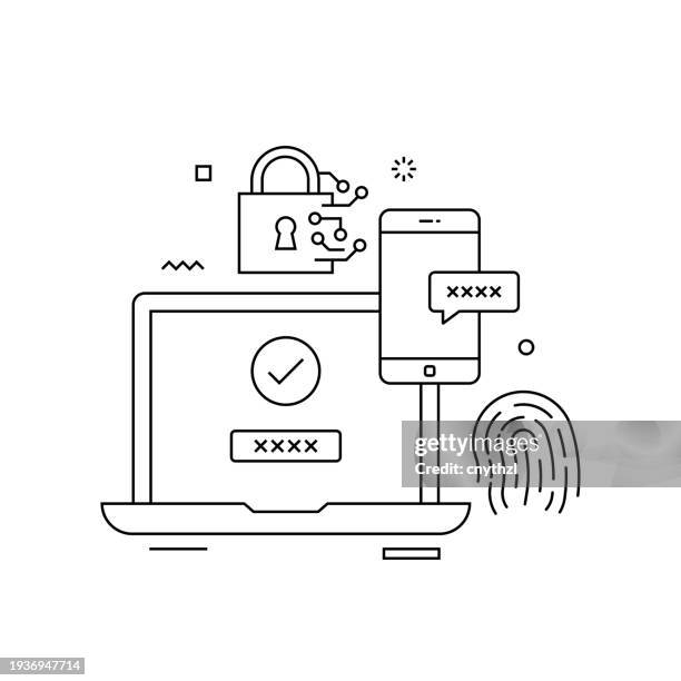 security access related design with line icons. simple outline symbol icons. cyber security, accessibility, password, privacy. - authentication-icon stock illustrations