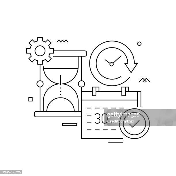 illustrations, cliparts, dessins animés et icônes de illustration conceptuelle vectorielle liée à la gestion du temps. planning, organisation, efficacité, délai. - temps limité