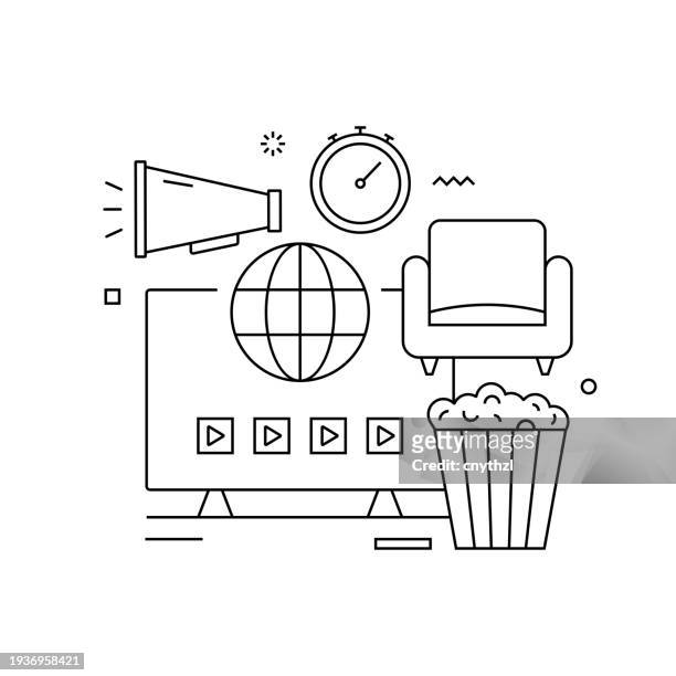 tv series related conceptual vector illustration. entertainment, movies, watching tv. - netflix stock illustrations