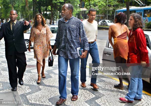 American actor and political activist Danny Glover , walks down a central street in Sao Paulo, Brazil, 31 January 2003, on his way to a press...