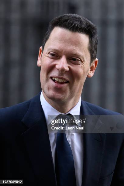 Lord Chancellor Alex Chalk leaves number 10, Downing Street, following the weekly Cabinet meeting on January 16, 2024 in London, England.
