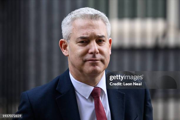 Environment Secretary Steve Barclay leaves number 10, Downing Street, following the weekly Cabinet meeting on January 16, 2024 in London, England.