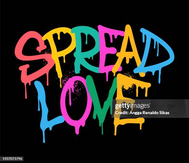 spread love colorful graffiti spraypaint typography slogan - graffiti pattern stock illustrations