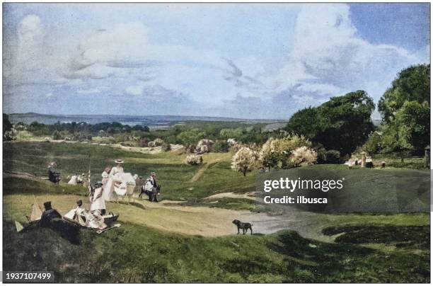 antique photo of paintings: landscape hampstead heath - agricultural field photos stock illustrations