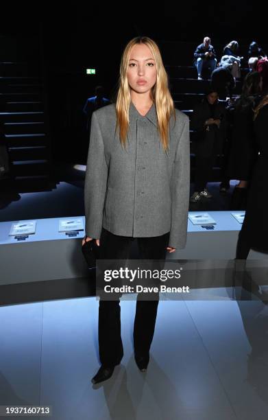 Lila Moss attends the Dior Homme front row during Paris Fashion Week Menswear Fall/Winter 2024-2025 at Ecole Militaire on January 19, 2024 in Paris,...