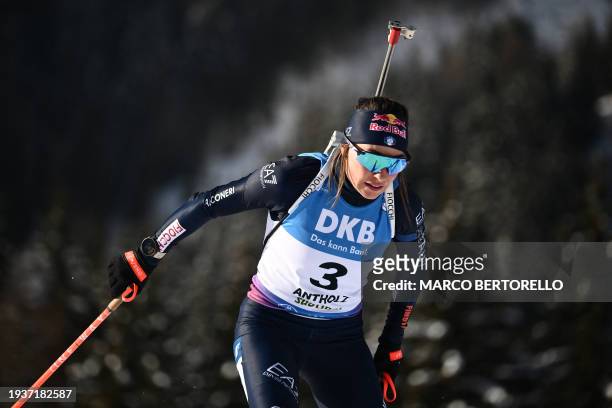 Italy's Dorothea Wierer competes during the women's 12.5km short individual event of the IBU Biathlon World Cup in Antholz-Anterselva, Italy, on...