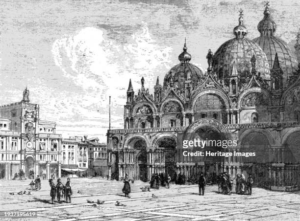 The Basilica of St. Mark, Venice, seen from the Piazza; Venice--Historical and Descriptive',1875. From 'Illustrated Travels' by H.W. Bates. [Cassell,...