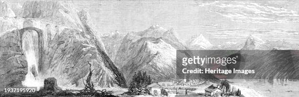 The Stereorama at Cremorne Gardens - panorama of the route to Italy, via the St. Gothard Pass, 1860. 'The Devil's Bridge; Amstag; Fluellen; Bay of...