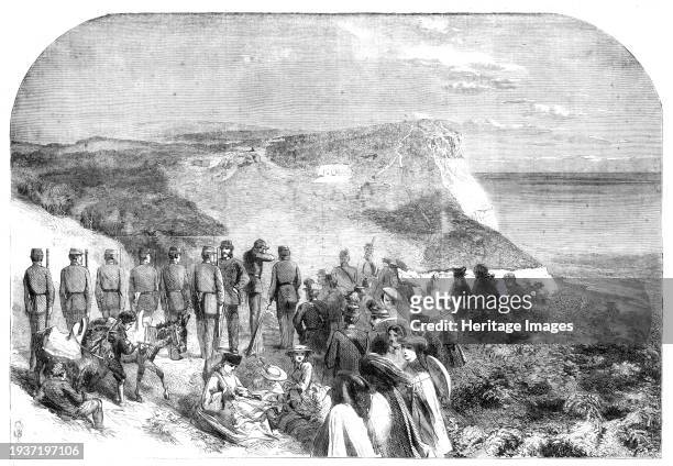 Rifle fete at Ecclesbourne, near Hastings, 1860. 'The contest was chiefly among the members of the Cinque Ports Corps...The first prize was a...