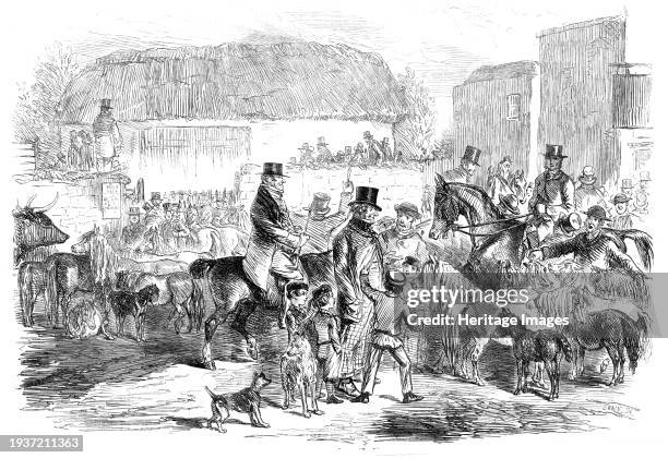 The Exmoor Pony Fair at Bampton, Devon, 1860. 'On Bampton fair-day the main street of the town exhibits an animated and striking sight, crowded as it...