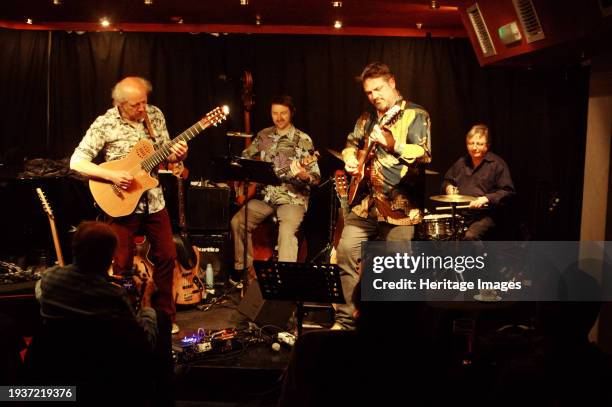 Paul Oxley, Nicolas Meier, Andy Hamill and Paul Cavaciuti, Oxley-Meier Guitar Project, Verdict Jazz Club, Brighton, East Sussex, May 2023. Creator:...