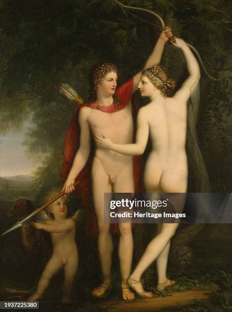 Venus, Adonis and Cupid, late 18th century. Creator: Jonas Akerstrom.