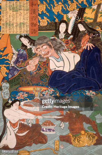 Shutendoji Surrounded by Women, 1865. From One Hundred Ghost Tales from China and Japan. Creator: Tsukioka Yoshitoshi.