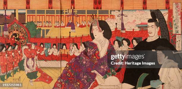 Bugaku Performance at the Imperial Palace during Hinamatsuri, 19th century. Creator: Tsukioka Yoshitoshi.
