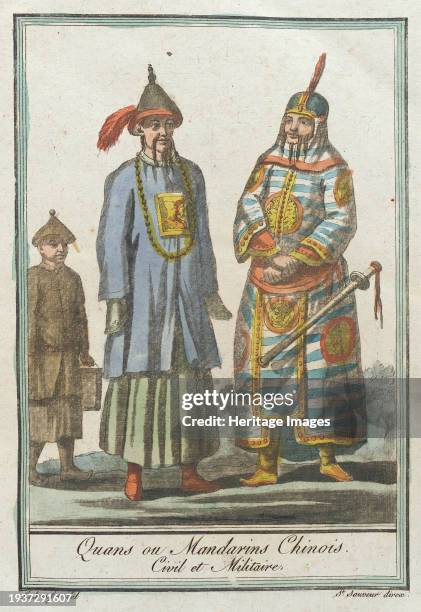 Costumes from different countries, 'Quans ou Mandarins Chinois, Civil et Militaire', circa 1797.