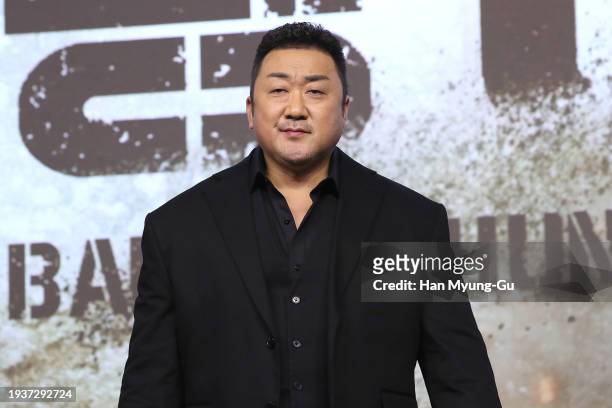 South Koran actor Ma Dong-Seok aka Don Lee attends Netflix's "Badland Hunters" press conference on January 16, 2024 in Seoul, South Korea.