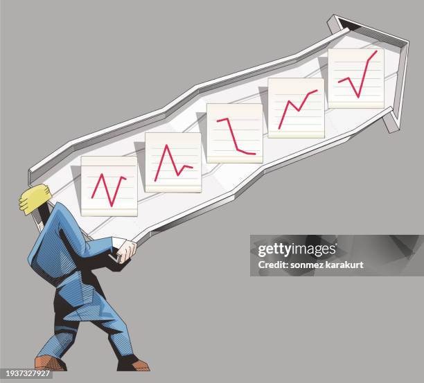 mining sector and chart data - steel mill stock illustrations
