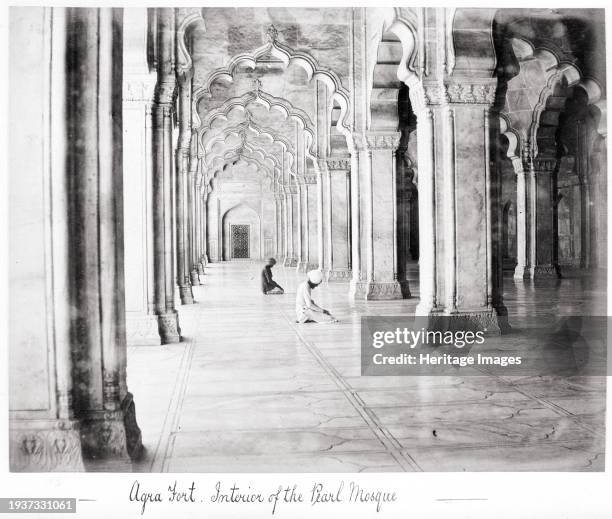 Agra Fort, Interior of the Pearl Mosque, Late 1860s. Creator: Samuel Bourne.