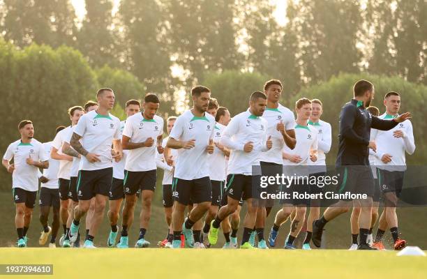 General view during an Australia Socceroos training session ahead of the the AFC Asian Cup at Qatar University Field 11 on January 16, 2024 in Doha,...