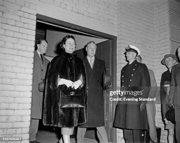 Edward, Duke of Windsor, and his wife Wallis, Duchess of Windsor, arriving at Victoria Station for a visit to London, May 9th 1957.