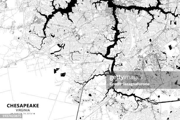 chesapeake, virginia, usa vector map - chesapeake bay stock illustrations