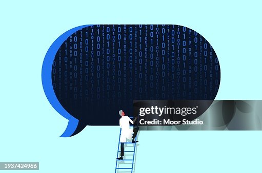 Scientist researching chatbot message vector illustration Scientist researching chatbot message vector illustration