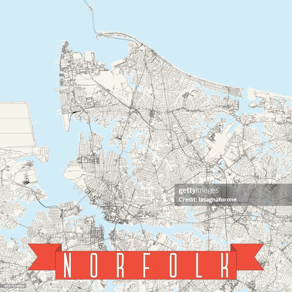 Norfolk, Virginia, USA Vector Map