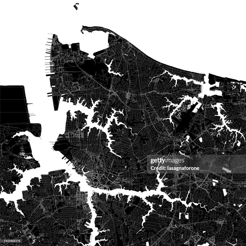 Norfolk, Virginia, USA Vector Map