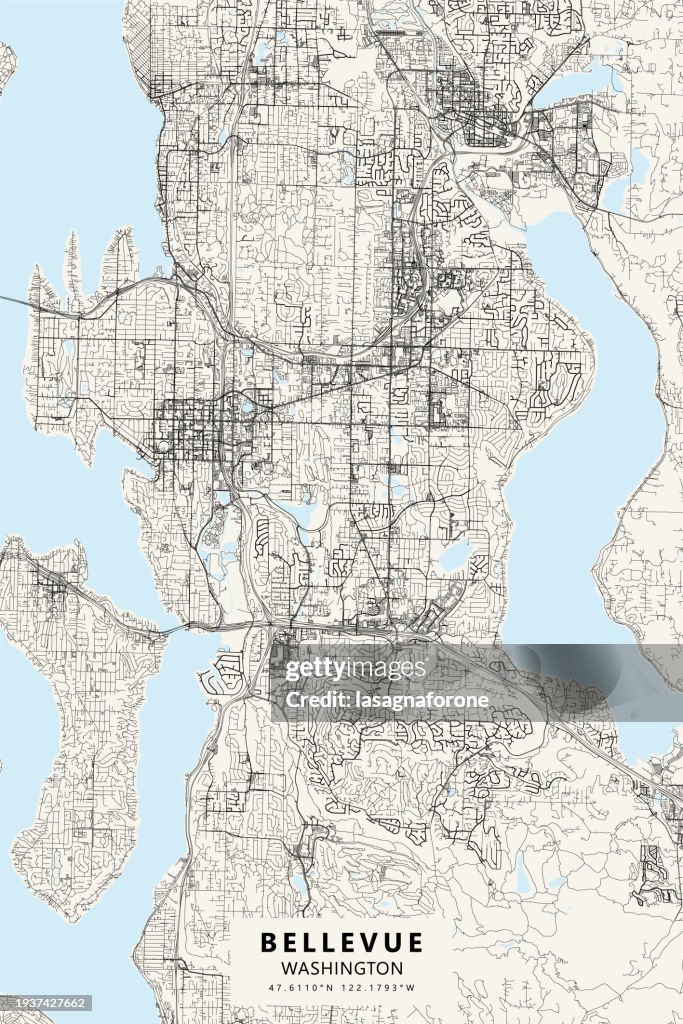 Bellevue, Washington, USA Vector Map