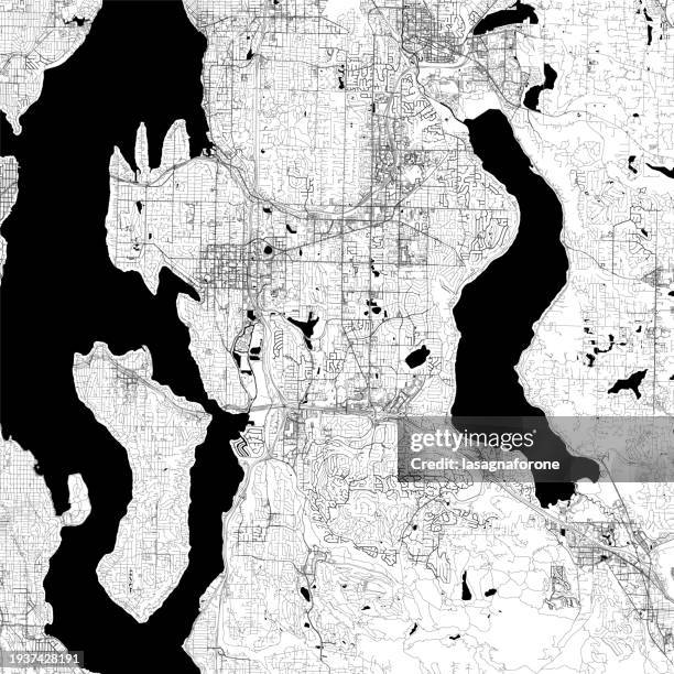 bellevue, washington, usa vector map - seattle map stock illustrations