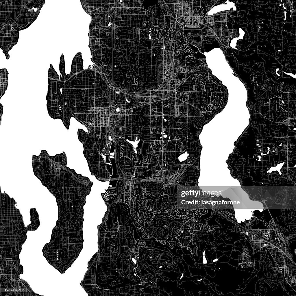 Bellevue, Washington, EUA Mapa vetorial
