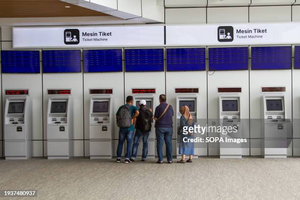 Passengers printing tickets for the Jakarta Bandung High Speed Train at Tegalluar High Speed Train Station. Since its commencement on October 17 the...