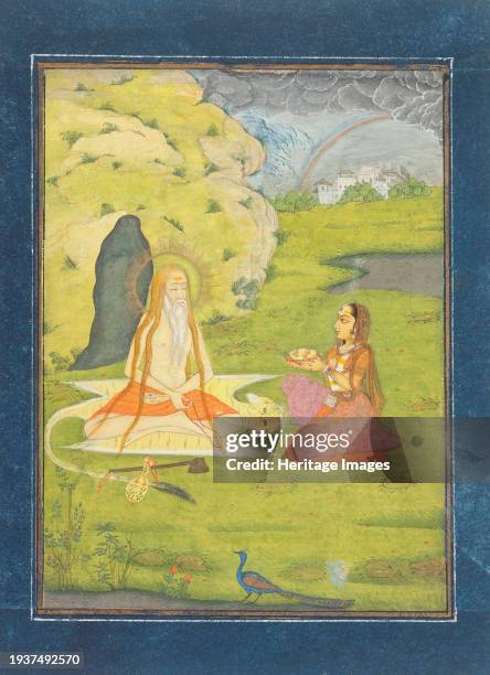 An Ascetic Receiving an Offering from a Woman, between circa 1725 and circa 1750. Creator: Unknown.